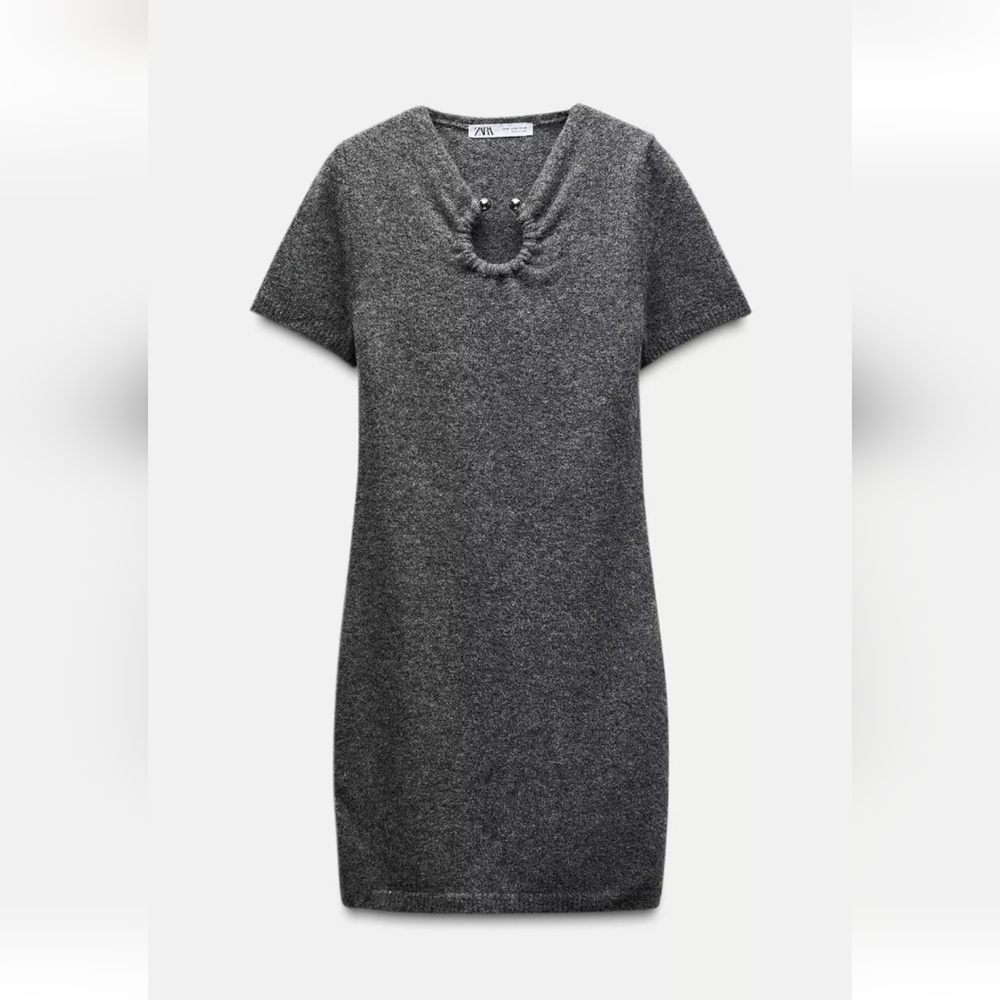 METAL APPLIQUE KNIT DRESS